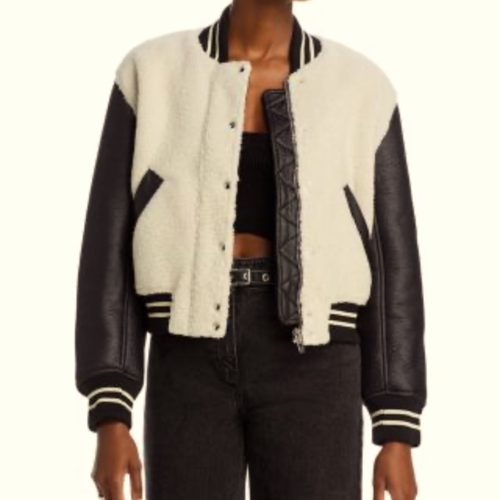 Rue 21 fuzzy bomber Sherpa black cream winter boho sporty casual XL
